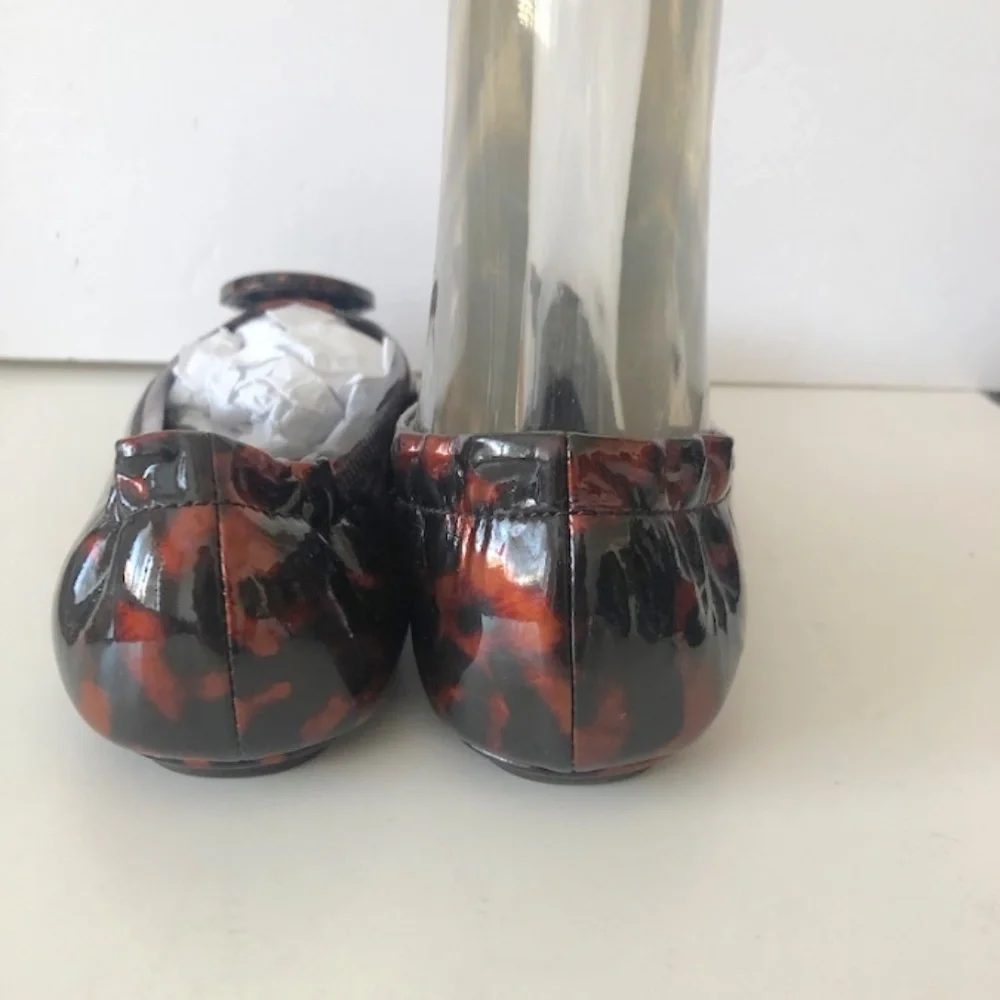 Tory Burch Tortoiseshell Patent Leather Minnie Travel Ballet Flat